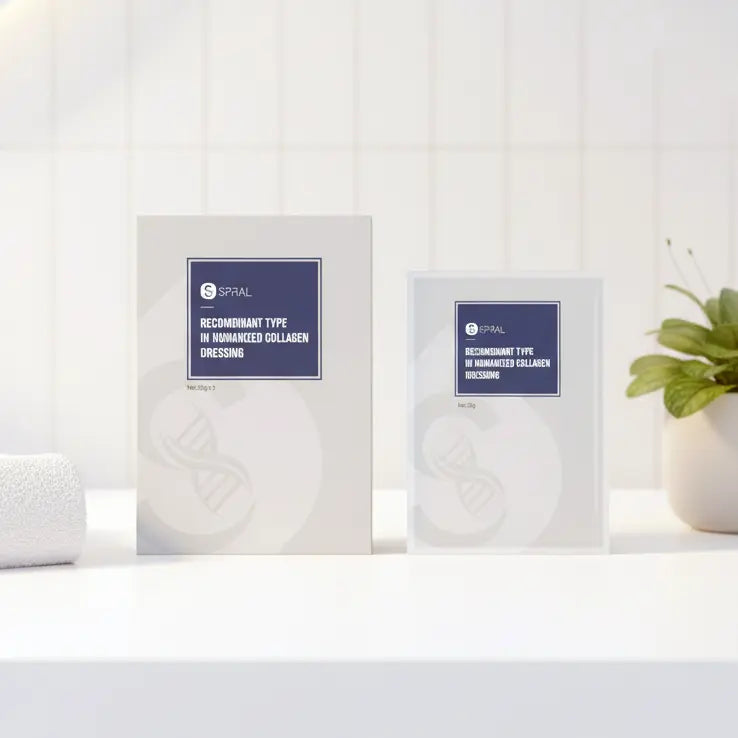 Medical Recombinant Human Collagen Dressing Mask in spa style bathroom setting