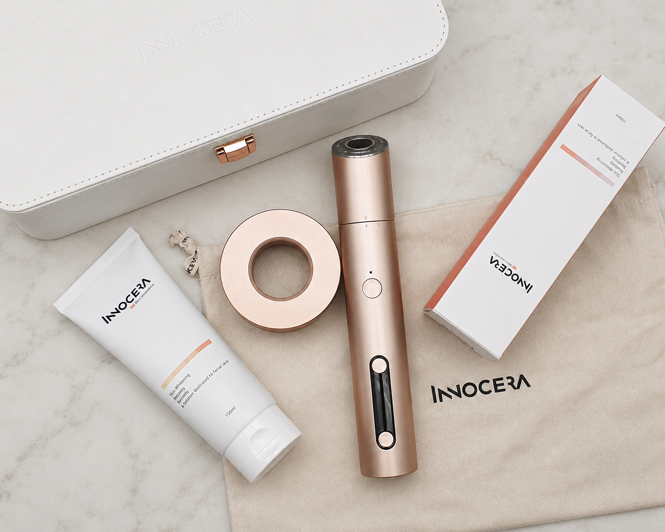 Innocera Max skincare system with conductor gel treatment head travel bag and storage case