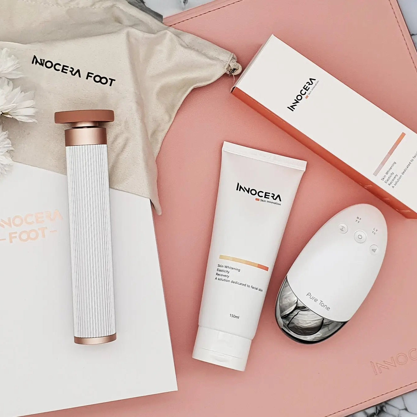 Spring Update Set!  Includes Radiance Pod Skin Tightener, Face-up Gel and Foot Exfoliating Tool Pure Tone Aesthetics