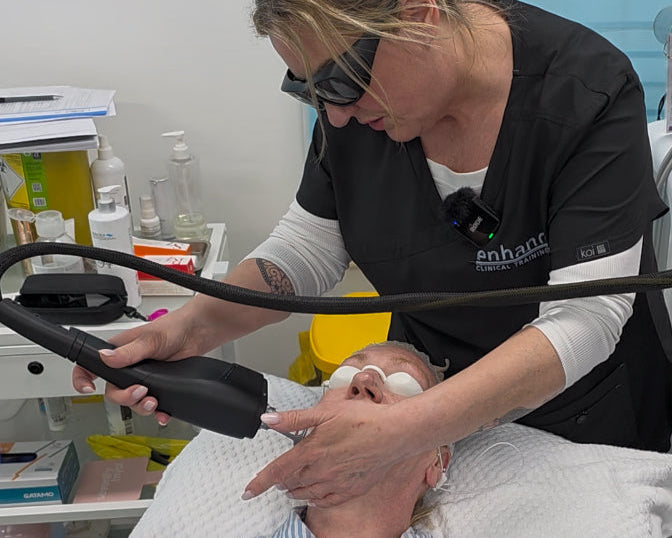 Aesthetics practitioner performing a professional Thulium Laser Pro™ facial skin rejuvenation treatment in clinic