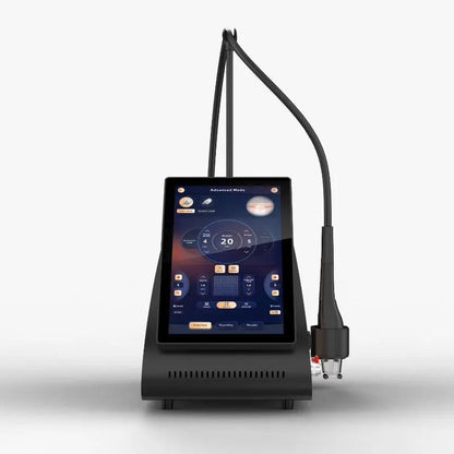 Front view of the Thulium Laser Pro Mini aesthetic laser machine showing the touchscreen interface and compact desktop design.