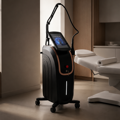 Thulium Laser Pro Dual™ rear three-quarter profile showing side ventilation and articulated laser arm