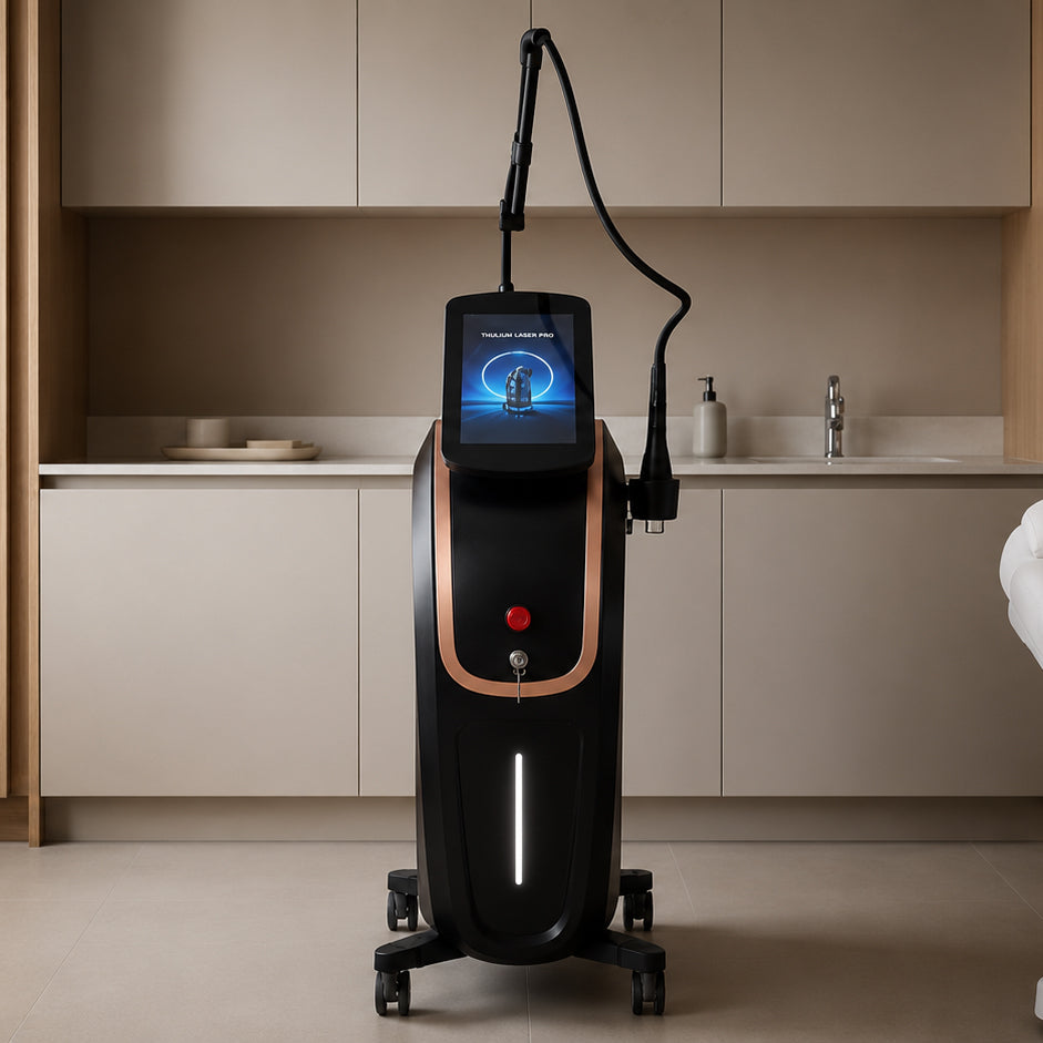 Thulium Laser Pro Dual™ full-length front view with articulated treatment arm in clinic setting