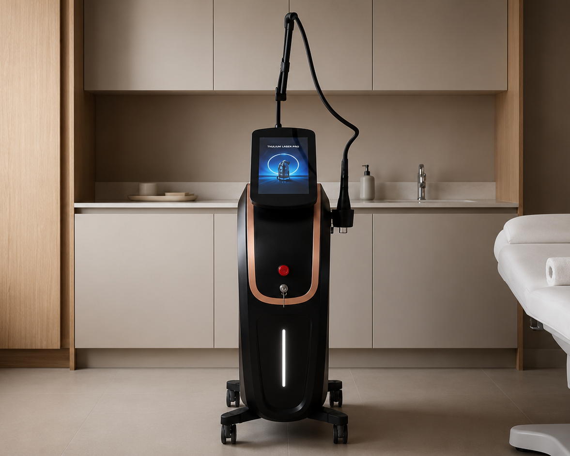 Thulium Laser Pro Dual™ professional dual-wavelength laser machine front view in an aesthetics clinic