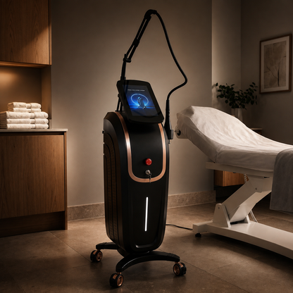 Thulium Laser Pro™ front three-quarter view showing touchscreen and articulated laser arm