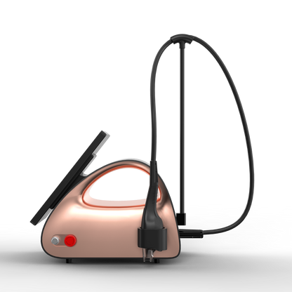 Side profile of the Thulium Laser Pro Mini fractional laser system showing its compact footprint and portable clinic-ready build.