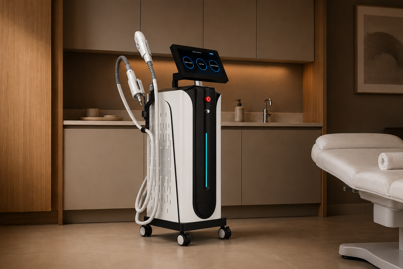 Ultra Silk Plus™ IPL and Nd:YAG laser system in a premium aesthetic clinic treatment room.