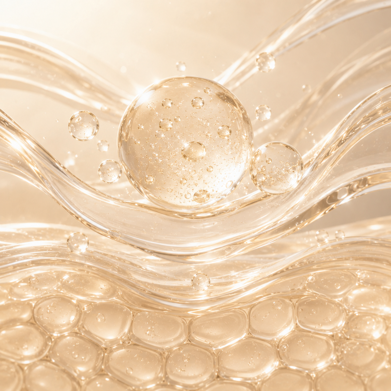 Abstract luxury skincare illustration representing Centella Asiatica Complex to comfort skin that feels stressed, reactive or environmentally challenged.