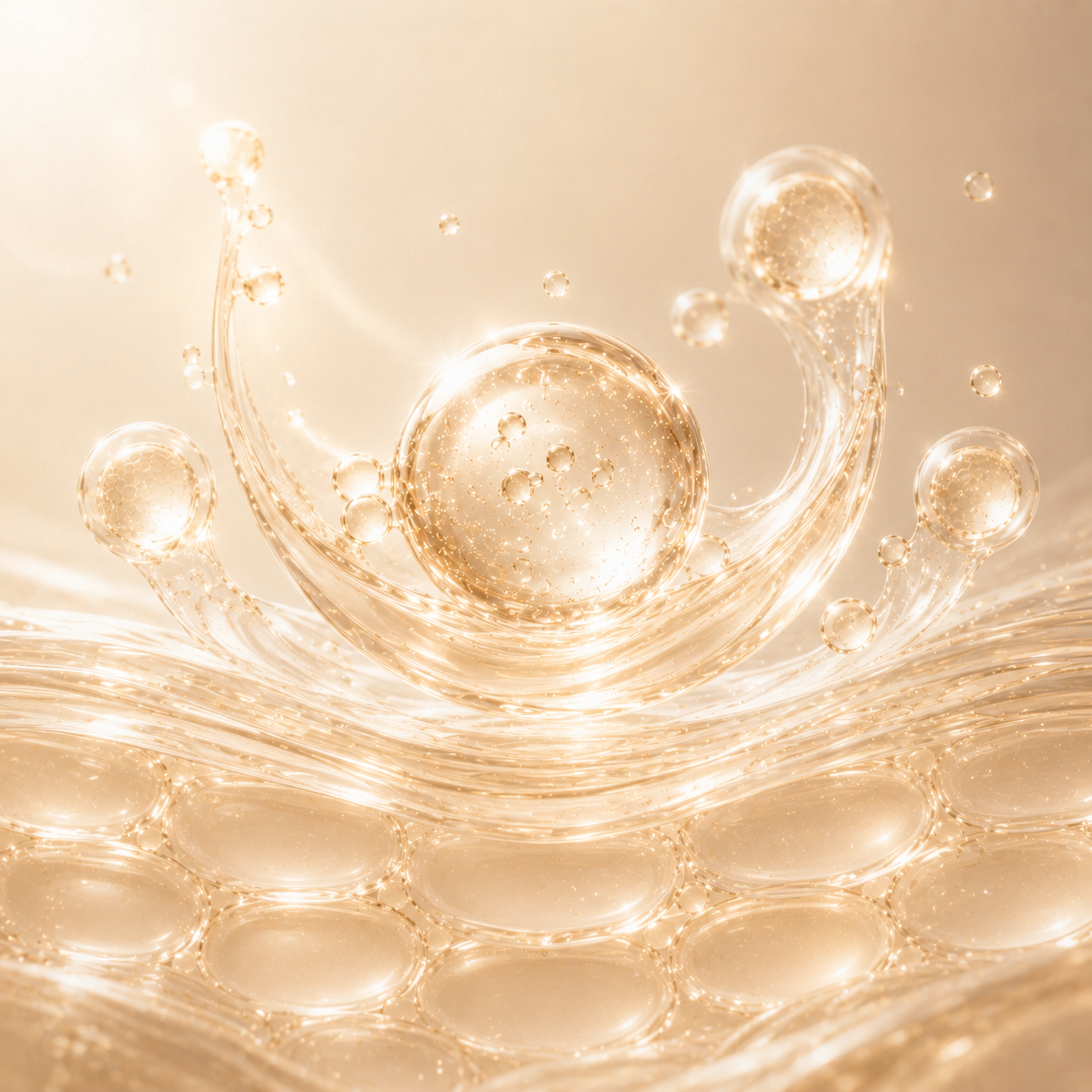 Abstract luxury skincare illustration representing Niacinamide to support the skin barrier, refine texture and promote a more even-looking complexion.